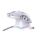 Endorfy Wireless Egér - LIV Plus Onyx White (Honeycomb, 26 000 DPI, ARGB, PixArt PAW3395, optikai, fehér) + dokkoló