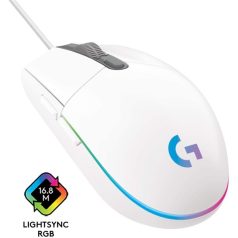   Logitech Egér - G203 Lightsync (Vezetékes, Gaming, Optikai, USB, 8000 DPI, fehér)