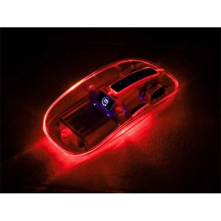 Manhattan Egér - Vezetéknélküli, RGB LED, átlátszó design, (Optikai, 1600dpi) Fekete