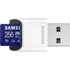   Samsung MicroSD kártya - 256GB MB-MD256SB/WW (PRO PLUS kártyaolvasóval, R180/W130, 256GB)
