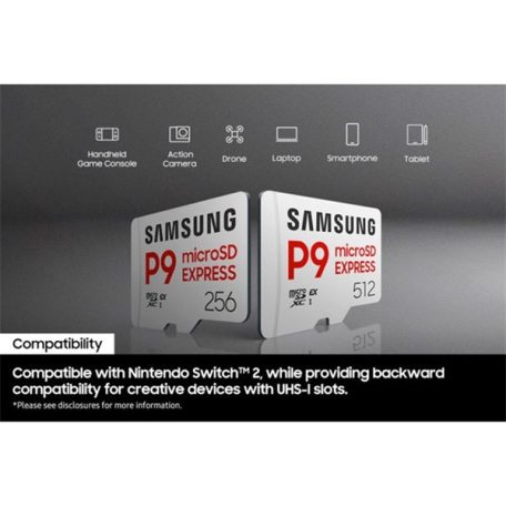 Samsung MicroSD kártya - 512GB MB-MK512T/WW (P9, Class10, PCIe Gen3.0x1, NVMe 1.3, SD 7.1, UHS-I)