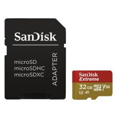   SanDisk MicroSD kártya - 32GB microSDHC Extreme (100MB/s, Class 10 UHS-I, A1 V30) + adapter