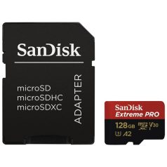  SanDisk MicroSD Kártya - 128GB Extreme Pro (200/90 MB/s, Class 10 UHS-I U3, A2 V30) + adapter
