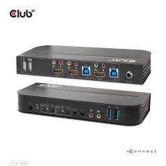   Club 3D KVM Switch - CSV-1382 (Dual HDMI, 4K60Hz, USB, PC KVM funkció, HDR, 3D támogatás)