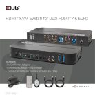 Club 3D KVM Switch - CSV-1382 (Dual HDMI, 4K60Hz, USB, PC KVM funkció, HDR, 3D támogatás)