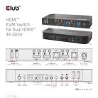 Club 3D KVM Switch - CSV-1382 (Dual HDMI, 4K60Hz, USB, PC KVM funkció, HDR, 3D támogatás)