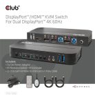 Club 3D KVM Switch - CSV-7210 (Dual DisplayPort, 4K60Hz, HDMI, KVM, IR távirányító)