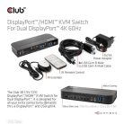 Club 3D KVM Switch - CSV-7210 (Dual DisplayPort, 4K60Hz, HDMI, KVM, IR távirányító)