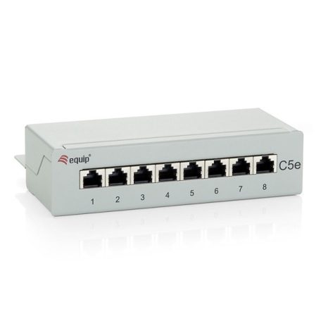 Equip Patch Panel - 227308 (8 port, Cat5e, 1U, árnyékolt, szürke)