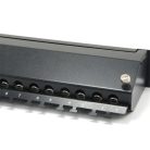 Equip Patch panel - 326624 (24 port, Cat6A, 1U, árnyékolt, fekete)