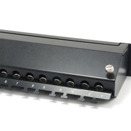 Equip Patch panel - 326624 (24 port, Cat6A, 1U, árnyékolt, fekete)