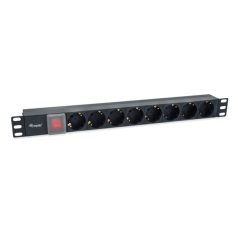   Equip Hálózati Elosztó - 333286 (C14, 8 Schuko, Rack 1U, 1,8m kábel, fekete)