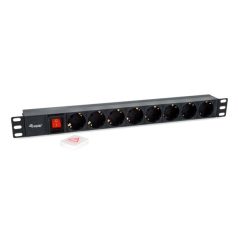   Equip Hálózati Elosztó - 333286 (C14, 8 Schuko, Rack 1U, 1,8m kábel, fekete)