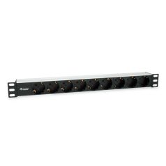   Equip Hálózati Elosztó - 333292 (Schuko, 9 Schuko, Rack 1U, 1,8m kábel, aluminium, fekete)