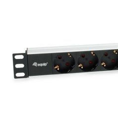   Equip Hálózati Elosztó - 333292 (Schuko, 9 Schuko, Rack 1U, 1,8m kábel, aluminium, fekete)