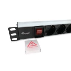   Equip Hálózati Elosztó - 333293 (Schuko, 8 Schuko, Rack 1U, 1,8m kábel, aluminium, fekete)