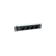   Equip Hálózati Elosztó - 333311 (Schuko, 4x Schuko, Rack 1U, 1,8m kábel, aluminium, fekete)