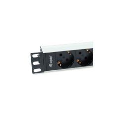   Equip Hálózati Elosztó - 333311 (Schuko, 4x Schuko, Rack 1U, 1,8m kábel, aluminium, fekete)