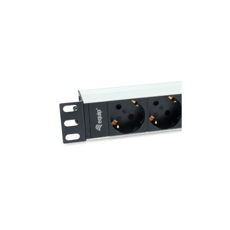 Equip Hálózati Elosztó - 333311 (Schuko, 4x Schuko, Rack 1U, 1,8m kábel, aluminium, fekete)