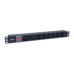   Equip Hálózati Elosztó - 333316 (C20, 6x C13 + 2x C19 , Rack 1U, 1,8m kábel, fekete)