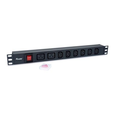 Equip Hálózati Elosztó - 333316 (C20, 6x C13 + 2x C19 , Rack 1U, 1,8m kábel, fekete)