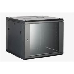   Hikvision Rackszekrény - 19" fali kivitel (9U, 600x450x500, fekete, egyrekeszes, üvegajtós, max.40 kg)