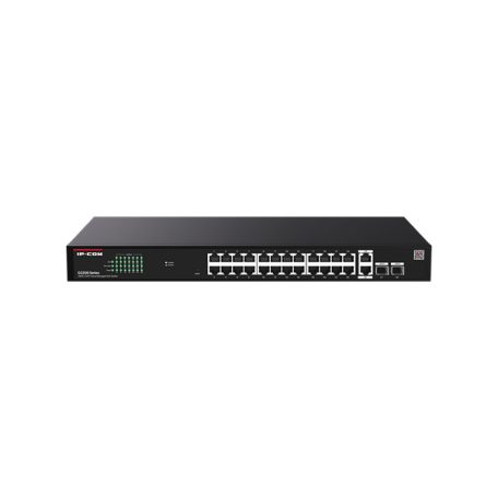 IP-COM Switch Menedzselhető PoE - G2228P-24-410W (24x1Gbps + 2x1Gbps Uplink + 2xSFP;  24af/at PoE+ port; 410W; rack)