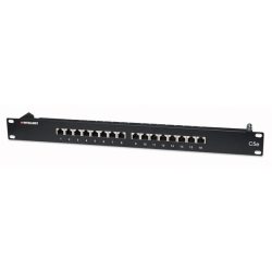 Manhattan Patch panel - CAT5e FTP árnyékolt patch panel, 16 portos, 1U, Fekete