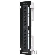   Manhattan Patch panel - Falra szerelhető, CAT6 UTP árnyékolatlan patch panel,  12 portos, 10" 1U, Fekete