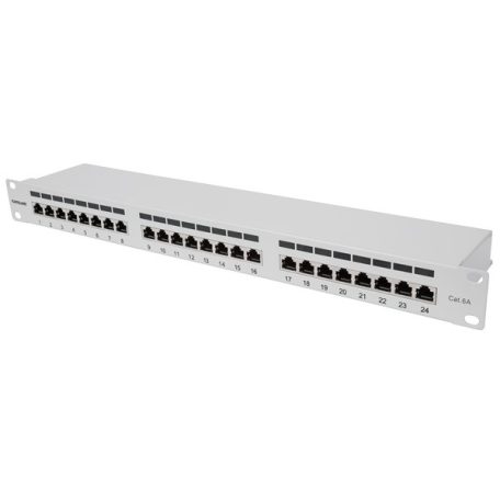 Manhattan Patch panel - CAT6A FTP árnyékolt patch panel, 24 portos, 1U,  Szürke