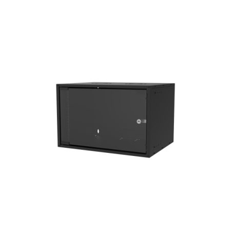 S-Link Rackszekrény - 7U 19" fali kivitel (400x530x400mm, ablakos, Flatpack, Fekete)