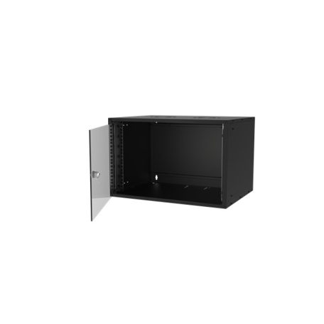 S-Link Rackszekrény - 7U 19" fali kivitel (400x530x400mm, ablakos, Flatpack, Fekete)