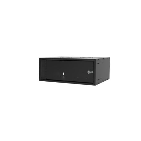 S-Link Rackszekrény - 4U 19" fali kivitel (190x530x400mm, ablakos, Flatpack, Fekete