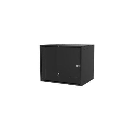 S-Link Rackszekrény - 9U 19" fali kivitel (450x530x400mm, ablakos, Flatpack, Fekete)