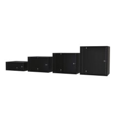   S-Link Rackszekrény - 12U 19" fali kivitel (540x530x400mm, ablakos, Flatpack, Fekete)