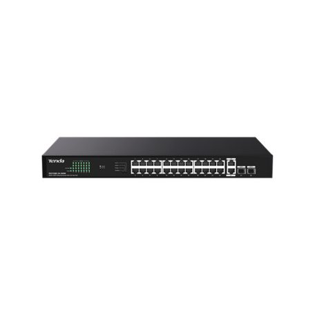 Tenda Switch PoE - TEG1128P-24-250W (24x1Gbps + 2x 1Gbps Uplink + 2x SFP;  24 af/at PoE+ port; 250W; rack-mount)