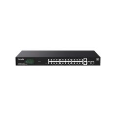   Tenda Switch Menedzselhető PoE - TEG2228P-24-410W (24x1Gbps + 2x1Gbps Uplink + 2xSFP;  24af/at PoE+ port; 410W; rack)