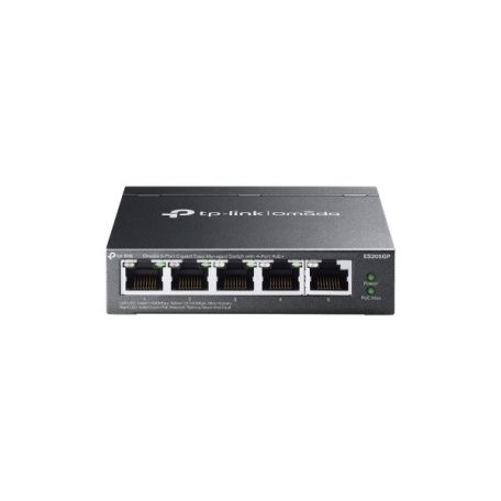 TP-Link Switch Menedzselhető PoE - ES205GP (Omada; 5x 1Gbps; 4x af/at PoE+ port; 65W)
