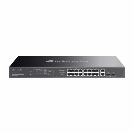 TP-Link Switch Menedzselhető PoE - ES220GMP (Omada; 18x 1Gbps + 2x 1Gbps combo port; 16x af/at PoE+ port; 250W)