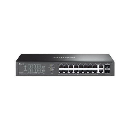 TP-Link Switch Menedzselhető PoE - ES220GP (Omada; 18x 1Gbps; 16x af/at PoE+ port; 2x SFP port; 150W)