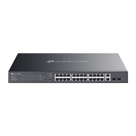 TP-Link Switch Menedzselhető PoE - ES228GMP (Omada; 26x 1Gbps + 2x 1Gbps SFP port; 24x af/at PoE+ port; 384W)