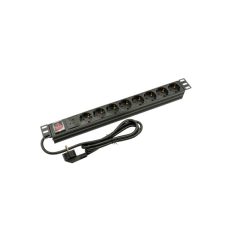   Walisec Hálózati Elosztó - PDU-EU08S (Schuko, 8 Schuko, Rack 1U, 1,8m kábel, aluminium, fekete)
