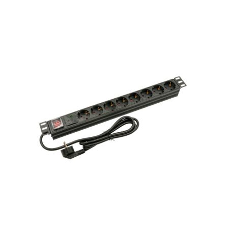 Walisec Hálózati Elosztó - PDU-EU08S (Schuko, 8 Schuko, Rack 1U, 1,8m kábel, aluminium, fekete)