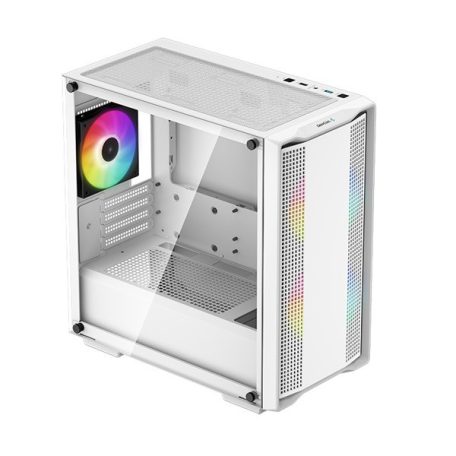 DeepCool Számítógépház - CC360 ARGB WH (fehér, ablakos, 3x12cm ventilátor, Mini-ITX / Micro-ATX, 1xUSB3.0, 1xUSB2.0)
