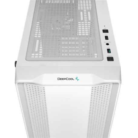 DeepCool Számítógépház - CC560 WHITE V2 (fehér, ablakos, 4x12cm LED venti, ATX, 1xUSB3.0, 1xUSB2.0, fehér)