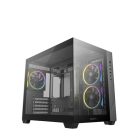 DeepCool Számítógépház - CG330 3F (fekete, ablakos, 3x12cm A-RGB, BTF, mATX, 2xUSB3.0, 1xUSB2.0)