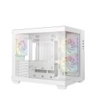 DeepCool Számítógépház - CG330 3F WH (fehér, ablakos, 3x12cm A-RGB, BTF, mATX, 2xUSB3.0, 1xUSB2.0)