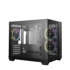   DeepCool Számítógépház - CG330 3F (fekete, ablakos, 3x12cm A-RGB, BTF, mATX, 2xUSB3.0, 1xUSB2.0)
