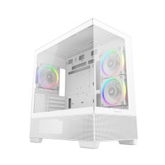  DeepCool Számítógépház - CG380 3F WH (fehér, ablakos, 3x12cm A-RGB, BTF, mATX, 2xUSB3.0, 1xUSB2.0)