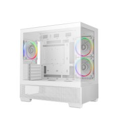   DeepCool Számítógépház - CG380 3F WH (fehér, ablakos, 3x12cm A-RGB, BTF, mATX, 2xUSB3.0, 1xUSB2.0)